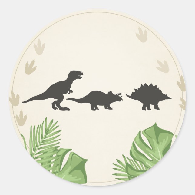 Adesivo Redondo Dinossaur Sticker Envelope Selo Dino (Frente)