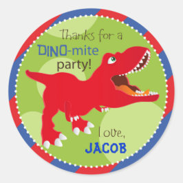 Adesivo Redondo Dinossaur Tyrannosaurus Rex Birthday Topper Cupcak
