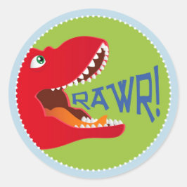 Adesivo Redondo Dinossaur Tyrannosaurus Rex Birthday Topper Cupcak