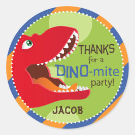 Adesivo Redondo Dinossaur Tyrannosaurus Rex Birthday Topper Cupcak