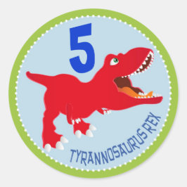 Adesivo Redondo Dinossaur Tyrannosaurus Rex Birthday Topper Cupcak