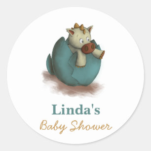 Adesivo Redondo Dinossauro Bonito A Ocupar Chá de fraldas Neutro