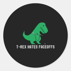 Adesivo Redondo Dinossauro de hóquei T-rex engraçado Odeia disputa