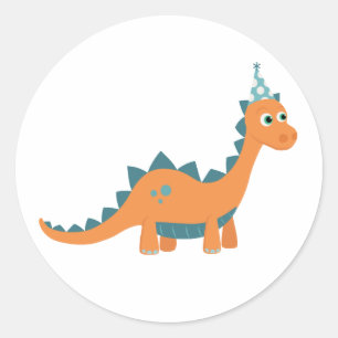 Adesivo Redondo Dinossauro dos desenhos animados que veste o