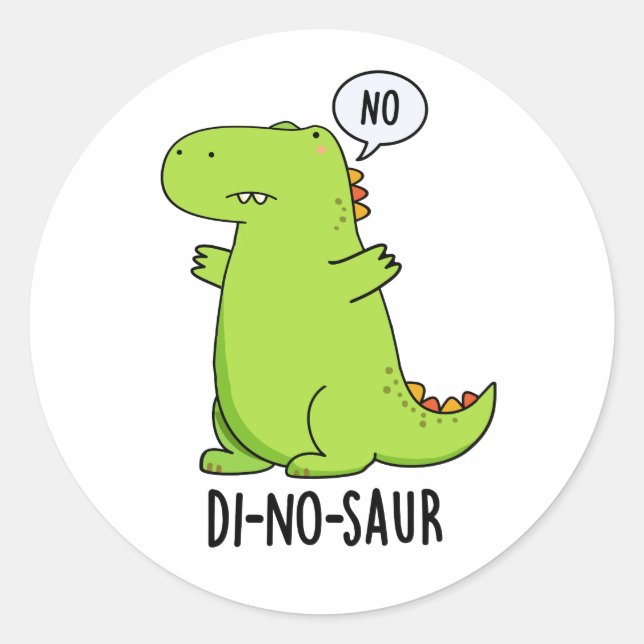Adesivo Redondo Dinossauro Engraçado Di-no-saur (Frente)