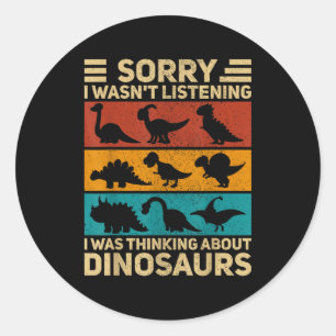 Adesivo Redondo Dinossauro Engraçado Roupas de Dinossauro Vintage
