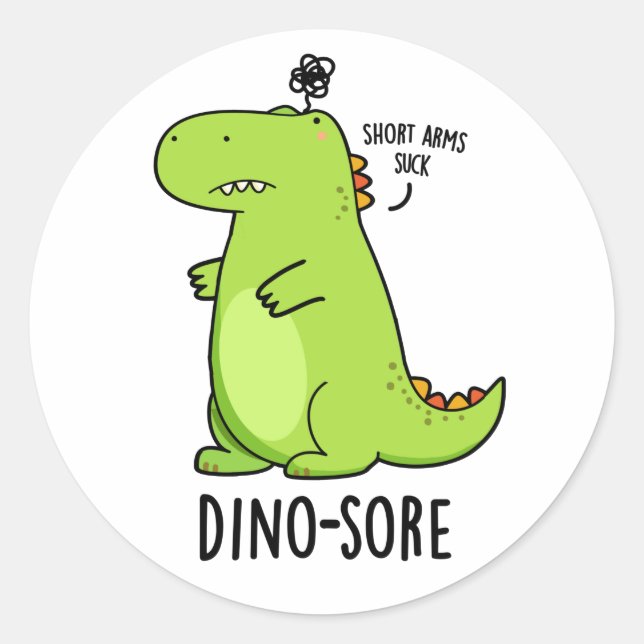 Adesivo Redondo Dinossauro Irritado Engraçado Dino-sore (Frente)