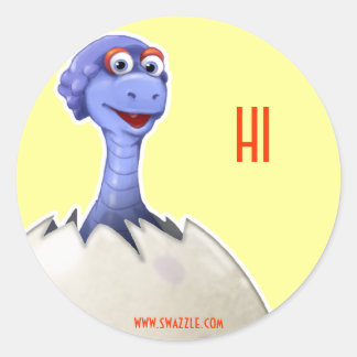 Adesivo Redondo Dinossauro no Vinheta do Ovo