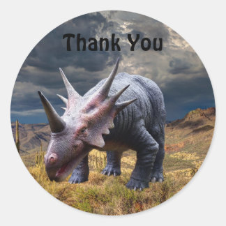 Adesivo Redondo Dinossauro Obrigado Festa Jurassic Park Classic Ro