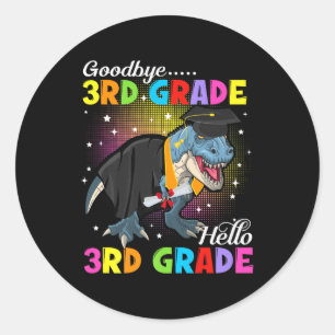 Adesivo Redondo Dinossauro T Rex Adeus 3º Grau Alô 4º Grau G