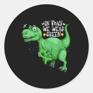 Adesivo Redondo Dinossauro T-rex Em Maio Vestimos Saúde Mental Ver