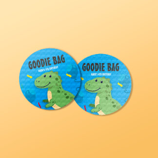 Adesivo Redondo Dinossauro T-rex Goodie Bag Swag Sticker