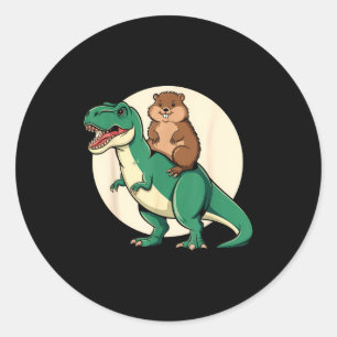 Adesivo Redondo Dinossauro T-rex Humor Engraçado Animal Toupeira