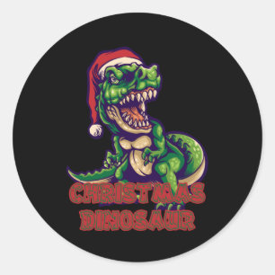 Adesivo Redondo Dinossauro Verde de Natal   Dinossauro Design