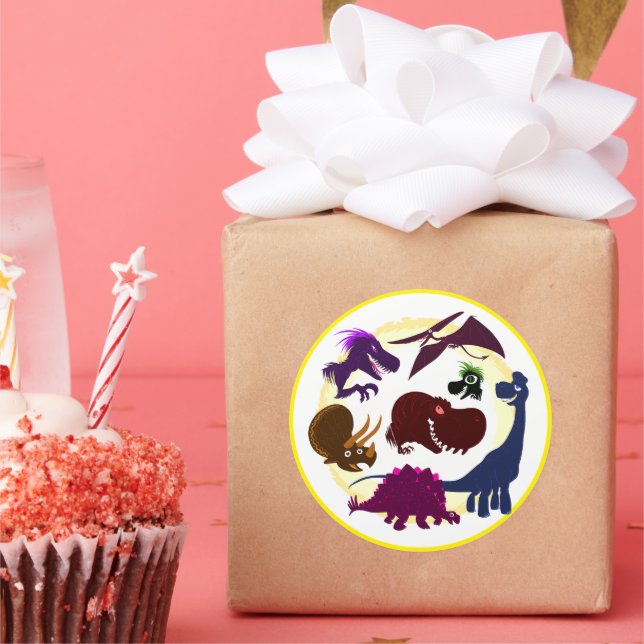 Adesivo Redondo Dinossauros (Festa)