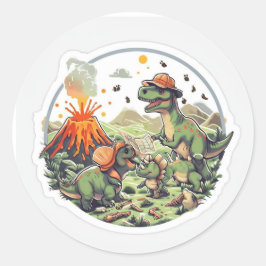 Adesivo Redondo Dinossauros da Aventura