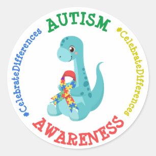 Adesivo Redondo Dinossauros da Consciência Autismo