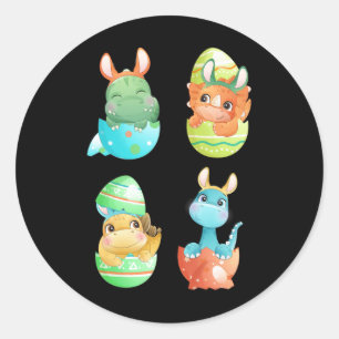 Adesivo Redondo Dinossauros Nascem De Ovos De Páscoa