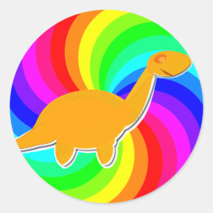 Adesivo Redondo Diplodocus da laranja do dinossauro do arco-íris