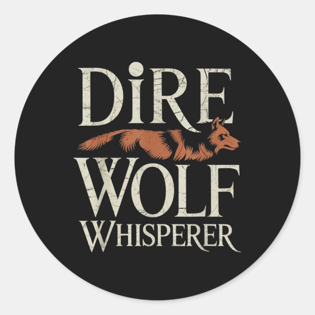 Adesivo Redondo Dire Wolf Whisperer Grunge (Frente)