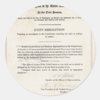 Adesivo Redondo Direito de voto das mulheres - 19ª alteração