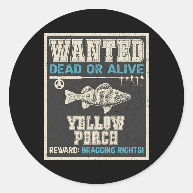 Adesivo Redondo Direitos de Peixe Desejado Peixe Pescado Amarelo P (Frente)