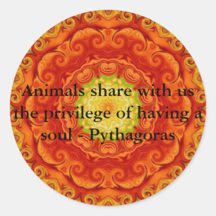 Adesivo Redondo Direitos dos animais - citação vegetariana vegetar