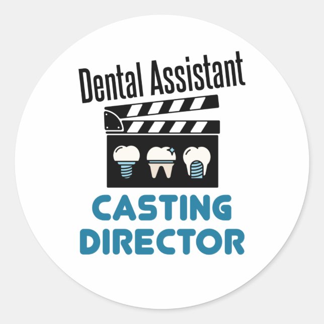 Adesivo Redondo Diretor de Casting do Assistente Dental (Frente)