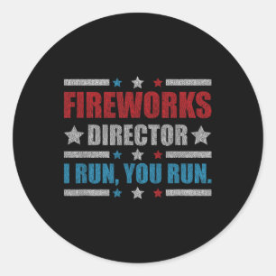 Adesivo Redondo Diretor de Fogos de Artifício Engraçado do Dia 4 d