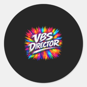 Adesivo Redondo diretor de Vbs splash colorido para férias bíblia