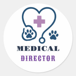 Adesivo Redondo 🩺 Diretor Médico Equipe Hospital Veterinário 🩺