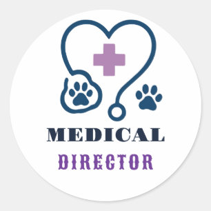 Adesivo Redondo 🩺 Diretor Médico Equipe Hospital Veterinário 🩺