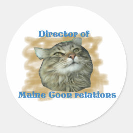 Adesivo Redondo Diretora das relações do Maine Coon