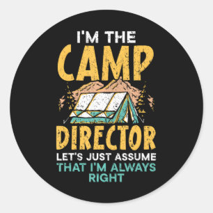 Adesivo Redondo Diretora do Campo Camping Squad Outdoor Campfire