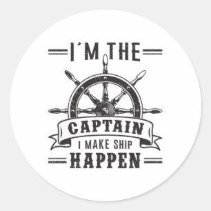 Adesivo Redondo Dirigindo-se à vela Capitão Sailor Engraçado Ideia