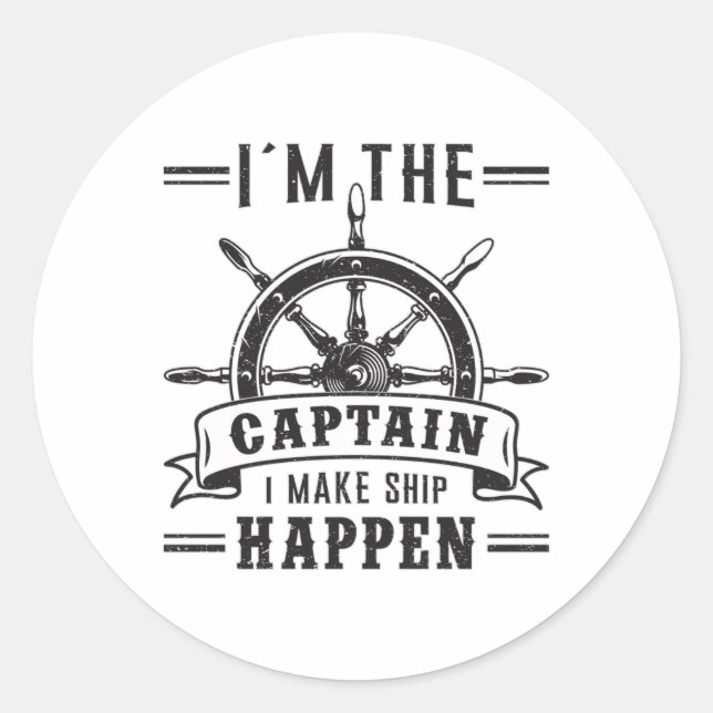 Adesivo Redondo Dirigindo-se à vela Capitão Sailor Engraçado Ideia (Frente)