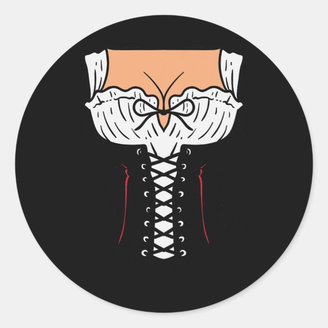 Adesivo Redondo Dirndl Dress Costume Fale Fácil Halloween Okaba (Frente)