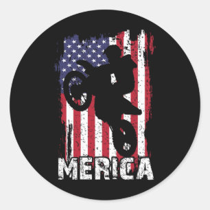 Adesivo Redondo Dirt Bike American Flag Merica Motocross 4th Of Ju