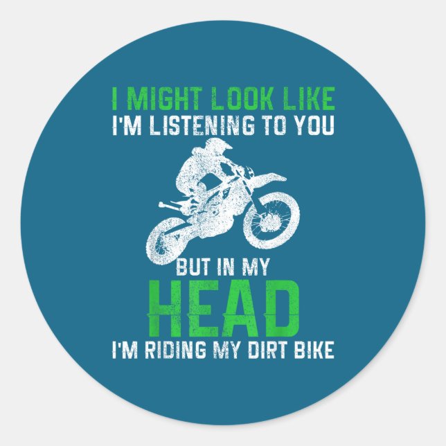 Adesivo Redondo Dirt Bike Motocross Enduro Funny Quote Motorcycle  (Frente)