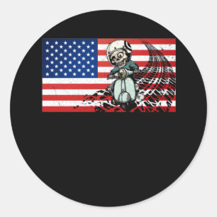 Adesivo Redondo Dirt Bike USA Flag Motocross Biker 4 de julho