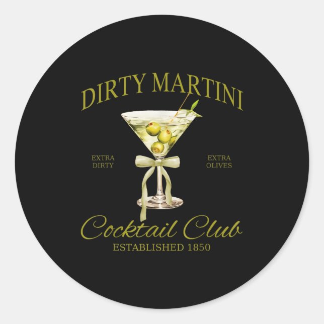 Adesivo Redondo Dirty Bachelorette Martini Tail Club Martini Drink (Frente)