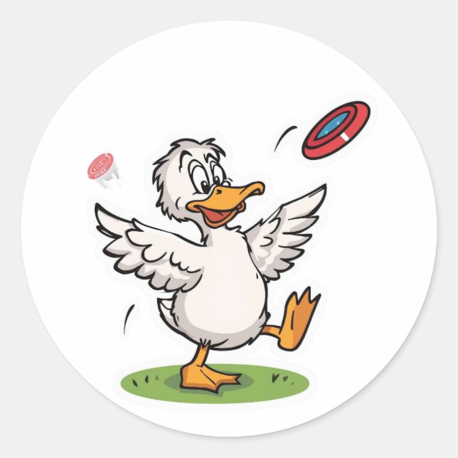 Adesivo Redondo Disc Golfing Duck Funny Bird (Frente)