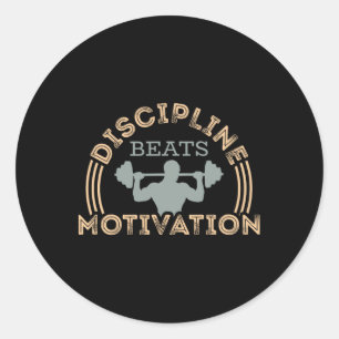 Adesivo Redondo Discipline Beats Motivation