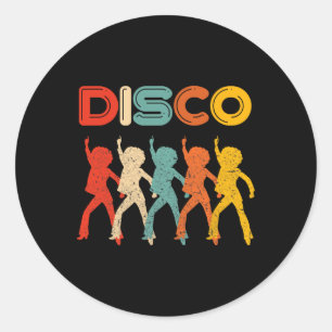 Adesivo Redondo Disco 70s Disco Themed Vintage Retro Dancing