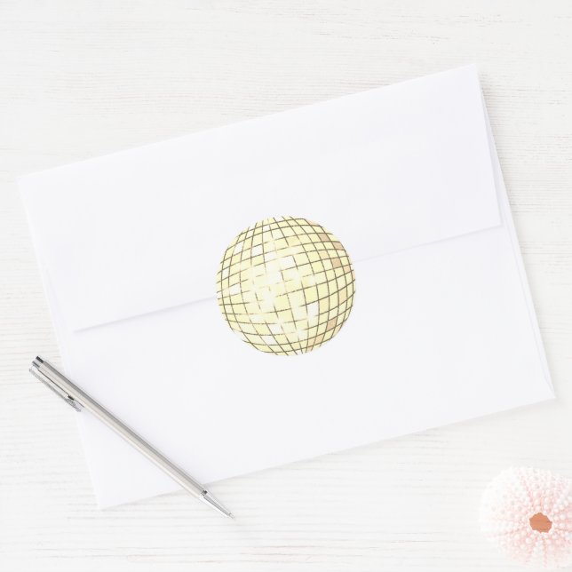 Adesivo Redondo Disco Ball Classic Round Sticker Dourado (Envelope)