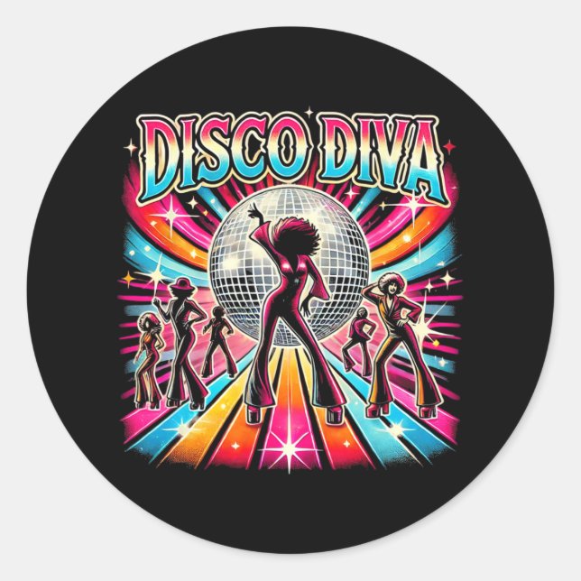 Adesivo Redondo Disco Ball Disco Diva Queen (Frente)