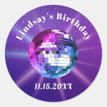 Disco Ball Retro Birthday ClassRound Sticker