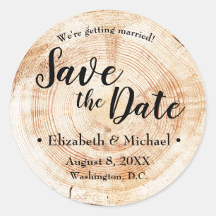 Adesivo Redondo Disco de Corta de Madeira Personalizado Casamento