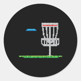 Adesivo Redondo Disco de Golfe Pixel Frisbee Golfista Frolf Homens