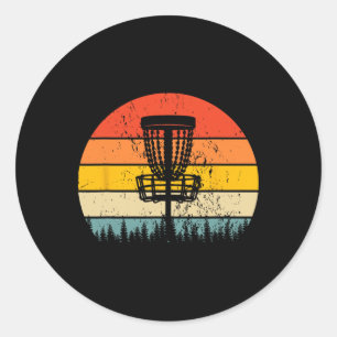 Adesivo Redondo Disco de Golfe Vintage Retro Frisbee